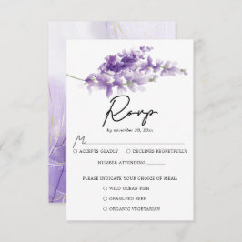 Cartão RSVP Casamento de Lavandas Elegante Roxo