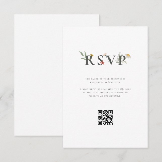 Cartão RSVP Casamento de Leander Wildflower (Frente/Verso)