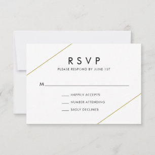 Cartão RSVP Casamento de Linhas Douradas Geométricas Modernas