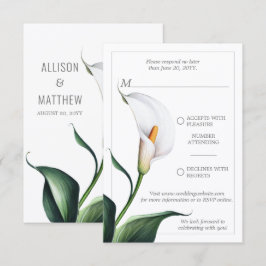 Cartão RSVP Casamento de Lírio de Calla Branco Marfim Elegante