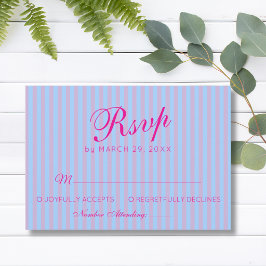 Cartão RSVP Casamento de Listra Rosa Azul Rosa Retro Rosa Vibr