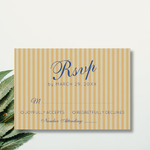 Cartão RSVP Casamento de Listra Vintage Mel Azul Marinho Retro