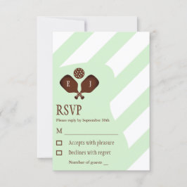 Cartão RSVP Casamento de Listras de Pickleball Elegante