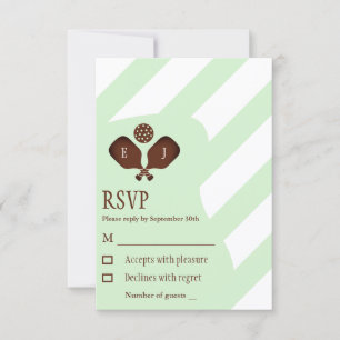 Cartão RSVP Casamento de Listras de Pickleball Elegante