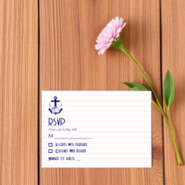 Cartão RSVP Casamento de Listras Florais Náuticas