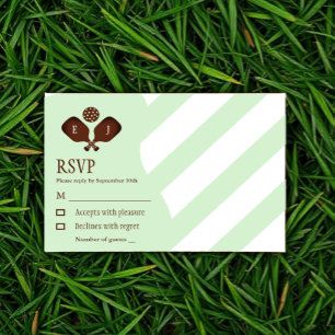 Cartão RSVP Casamento de Listras Preppy Pickleball