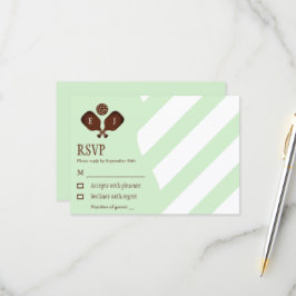 Cartão RSVP Casamento de Listras Preppy Pickleball