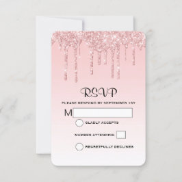 Cartão RSVP Casamento de Literatura Cinzenta Rosa-Rosa-Cinza M
