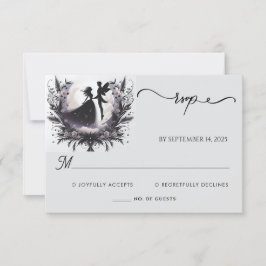 Cartão RSVP Casamento de Lua de Estrelas Místicas de Sonho Mís