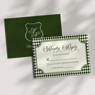 Cartão RSVP Casamento de Luxo Antigo Dinheiro Verde Oliva Marf
