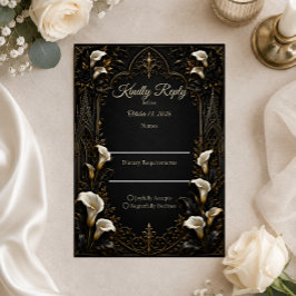 Cartão RSVP Casamento de Luxo Gótico