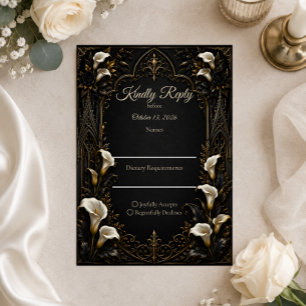 Cartão RSVP Casamento de Luxo Gótico