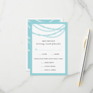 Cartão RSVP Casamento de Luzes Aparentes Na moda Azul Aqua