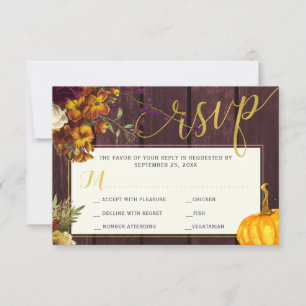Cartão RSVP Casamento de madeira de burlene com arbustos do ou
