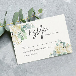 Cartão RSVP Casamento de Magnólia Eucalipto Elegante