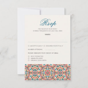 Cartão RSVP Casamento de Mandala Geométrico de Lattice em Marr