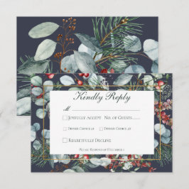 Cartão RSVP Casamento de Marinho Greenery de Natal