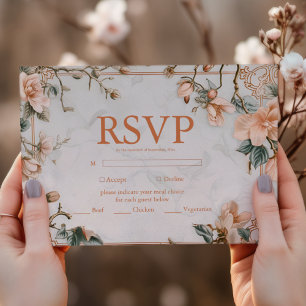Cartão RSVP Casamento de Mola de Vintagem Floral Elegante