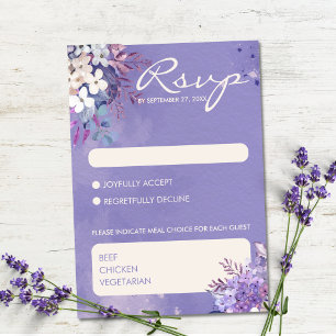 Cartão RSVP Casamento de Mola Floral de Lavanda Romântica