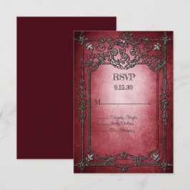 Cartão RSVP Casamento de Mola Silver Estilo Gótico Escuro Borg