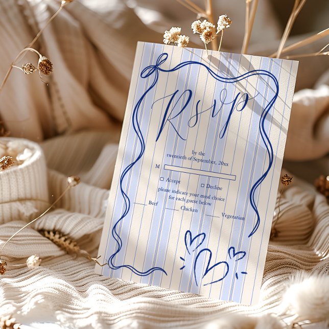 Cartão RSVP Casamento de Moldura Azul Whimsical (Criador carregado)