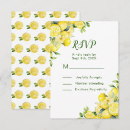 Cartão RSVP Casamento de Moldura de Lemon Greenery