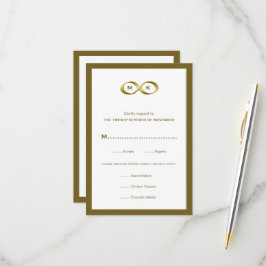Cartão RSVP Casamento de Monograma de Cláusula Infinita Dourad