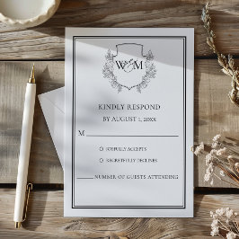 Cartão RSVP Casamento de Monograma de Vintage Elegante