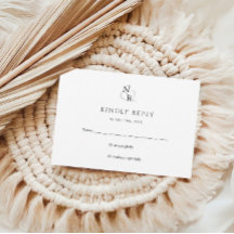 Casamento de Monograma Elegante Moderno Negro e Br