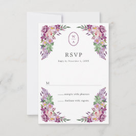 Cartão RSVP Casamento de Monograma Floral