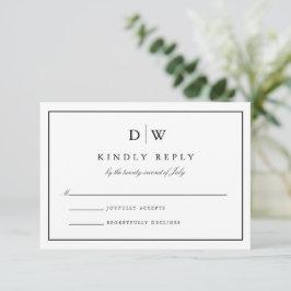Cartão RSVP Casamento de Monograma Minimalista