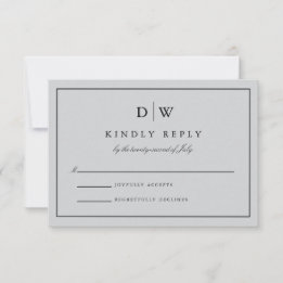 Cartão RSVP Casamento de Monograma Minimalista