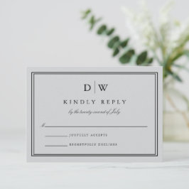 Cartão RSVP Casamento de Monograma Minimalista