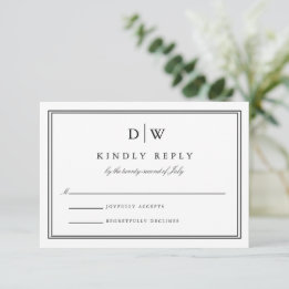Cartão RSVP Casamento de Monograma Minimalista