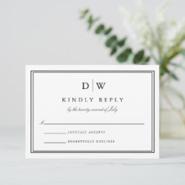 Cartão RSVP Casamento de Monograma Minimalista