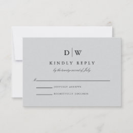 Cartão RSVP Casamento de Monograma Minimalista