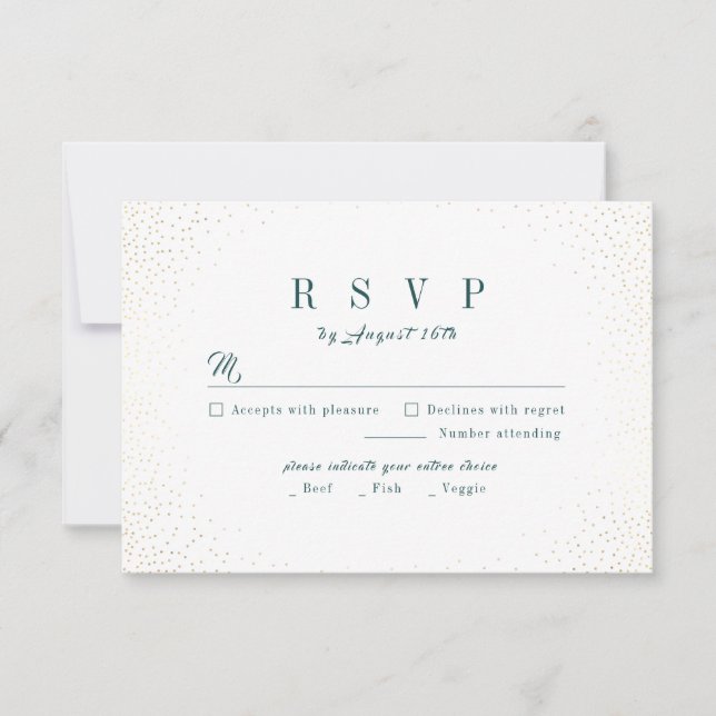 Cartão RSVP Casamento de Monograma sofisticado com Glitter Dou (Frente)