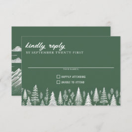 Cartão RSVP Casamento de Montanha Verde