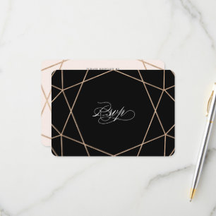 Cartão RSVP Casamento de Na moda Geométrico de Round Diamond G