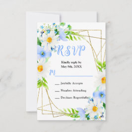 Cartão RSVP Casamento de Não Me Esqueças e Margaridas