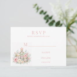Cartão RSVP Casamento de Natal com Quebra-Nozes Pastel