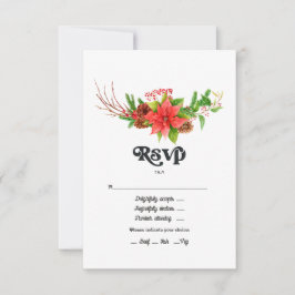 Cartão RSVP Casamento de Natal com Tema Poinsettia Retrô