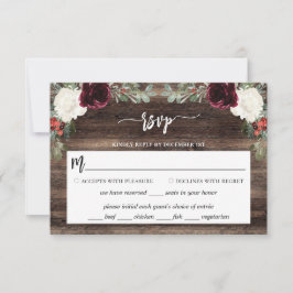 Cartão RSVP Casamento de Natal da Madeira rustica