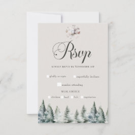 Cartão RSVP Casamento de Natal da Neve de inverno