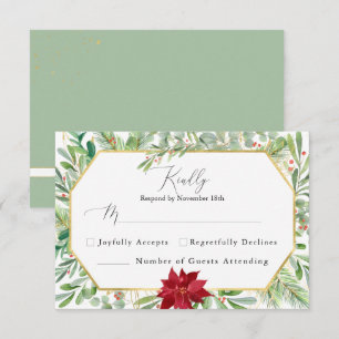 Cartão RSVP Casamento de Natal de Greenerescência Botânica d