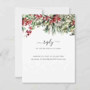 Cartão RSVP Casamento de Natal de Inverno Elegante Férias