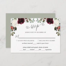 Cartão RSVP Casamento de Natal Elegante