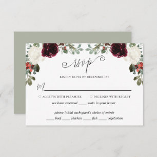 Cartão RSVP Casamento de Natal Elegante