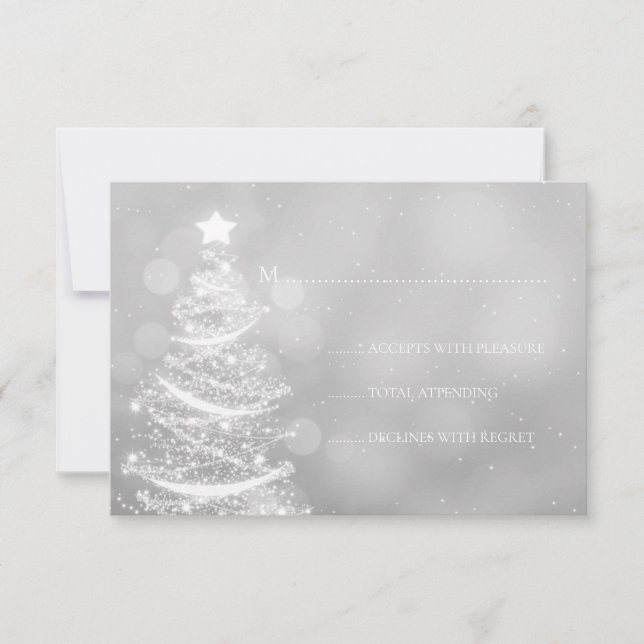 Cartão RSVP Casamento de Natal Silver Winter Wonderland (Frente)