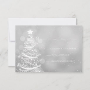 Cartão RSVP Casamento de Natal Silver Winter Wonderland